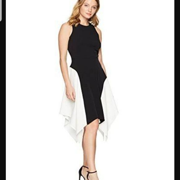 Maggy London Black a d white Midi Dress NWT size 10 - Picture 1 of 13